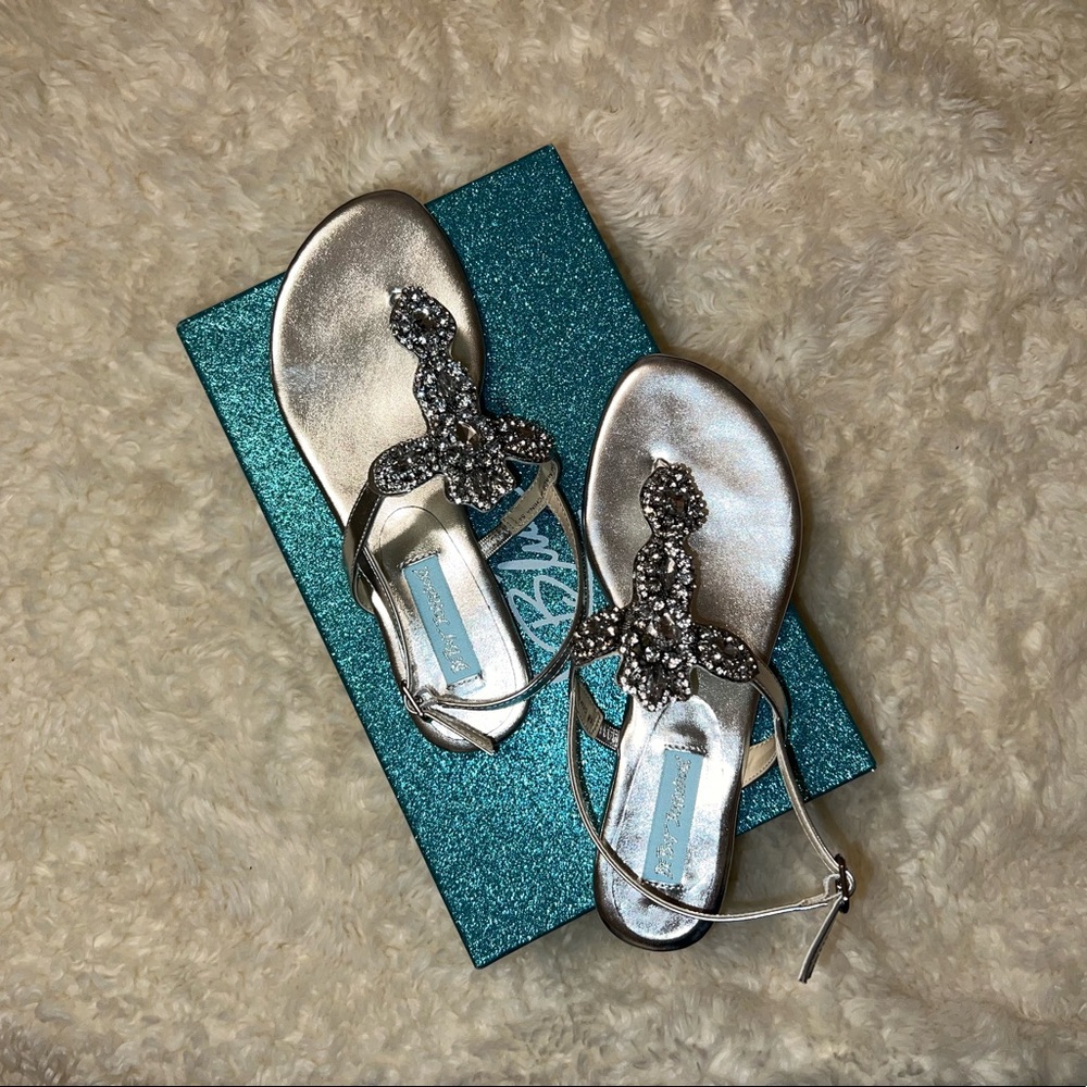 Blue by Betsey Johnson Silver Thong Sandals